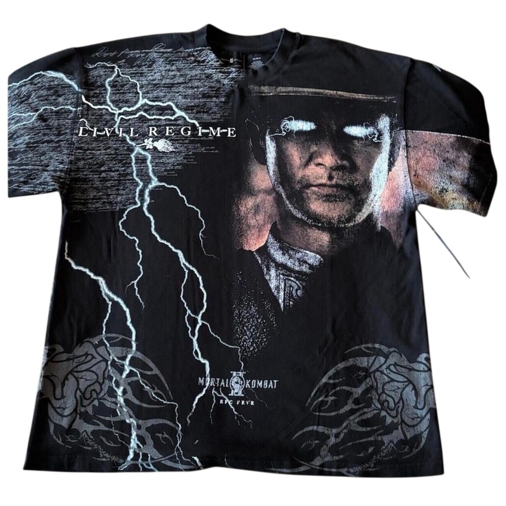 Civil Regime x Mortal Kombat "RAIDEN ROSE CHAOS" OVERSIZED TEE IN BLACK Size M